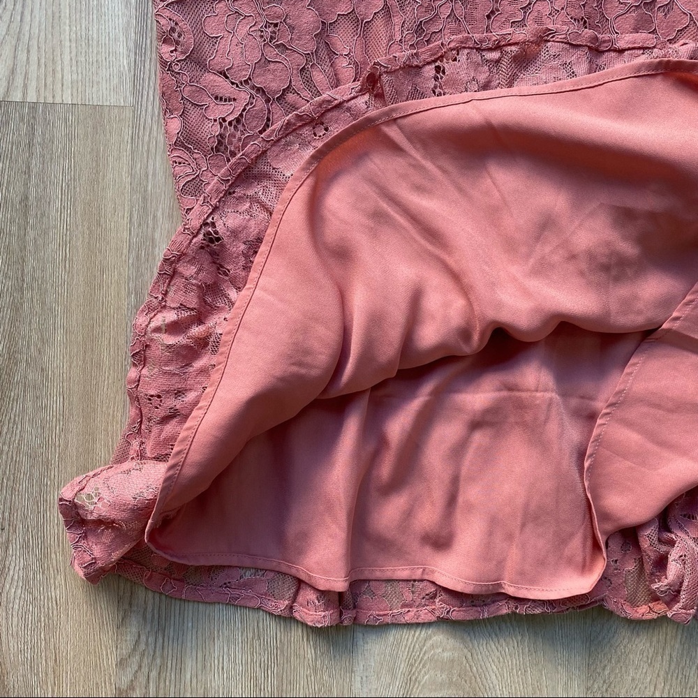 Francesca's Miami Dusty Pink/ Orange Lace Dress Long Sleeve - Picture 5 of 7